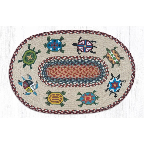 Palacedesigns 20 x 30 in. Jute Oval Turtles Patch PA3370548 - main